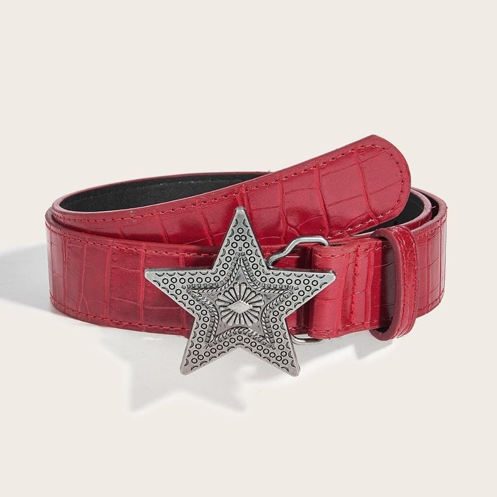 

Five-pointed Star Buckle Fashion Jeans Belt Red Hip-hop Waistband Y2k Style Women s Belt червоний