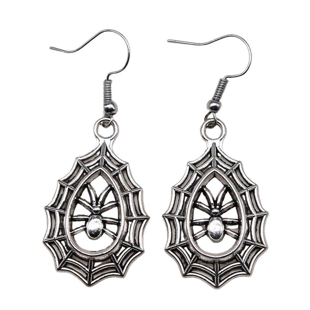 Gothic Spider Charm Dangle Earrings Halloween Horror Arachnid Drop Earrings Dark Punk Goth Jewelry