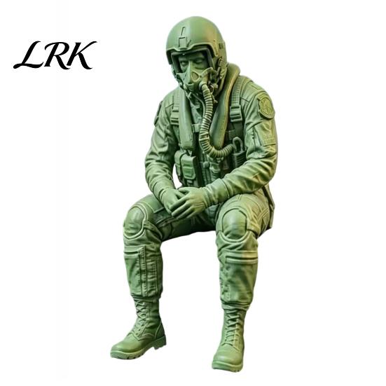 Military Desk Ornaments 3D Printed Pilot Figurine, Realistic Seated Aviator Statue for and Unique Bookshelf Hanging Decor Decor, Style Shelf