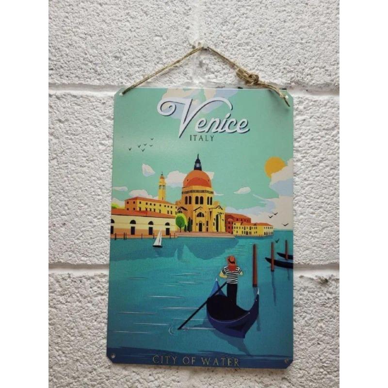 Venice Tourism Metal Poster, Vintage Travel Wall Art