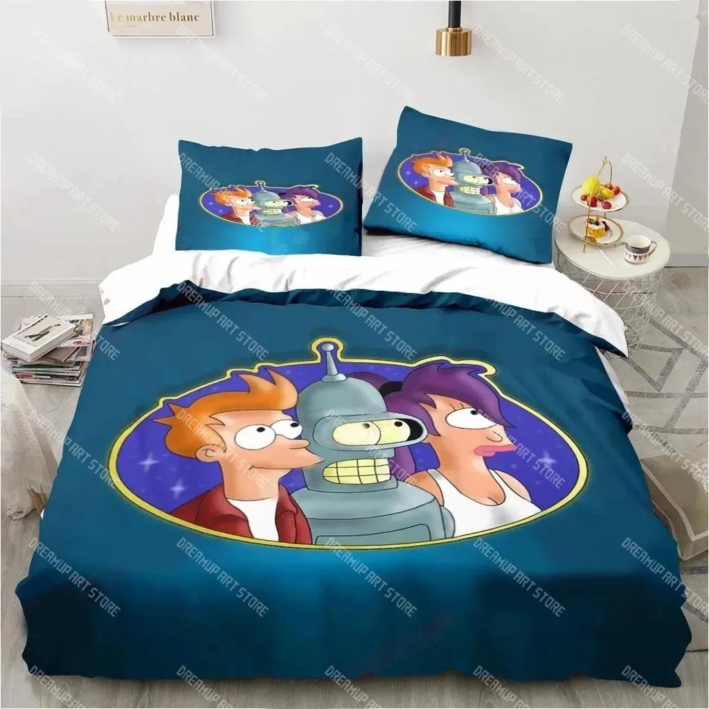 Cartoon Futuramas Bender Bedding Set Duvet Cover Bed Set Quilt Cover Pillowcase Comforter King Queen Size Boys Adult Bedding Set