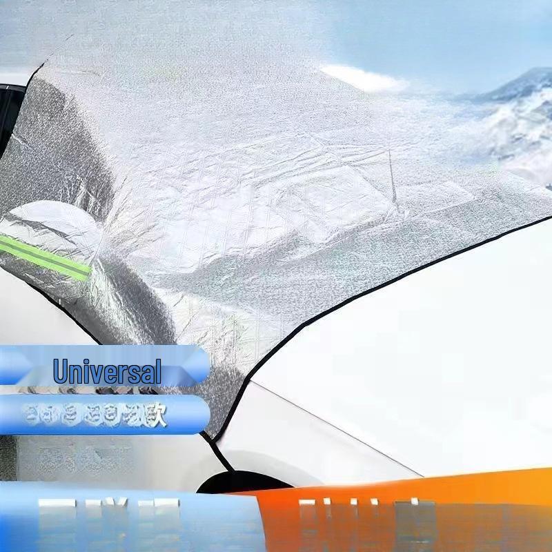 

All-Weather Windshield and Half Car Cover - Snow, Frost, Sun, & Wind Protection [Large Size] Sedan - Universal