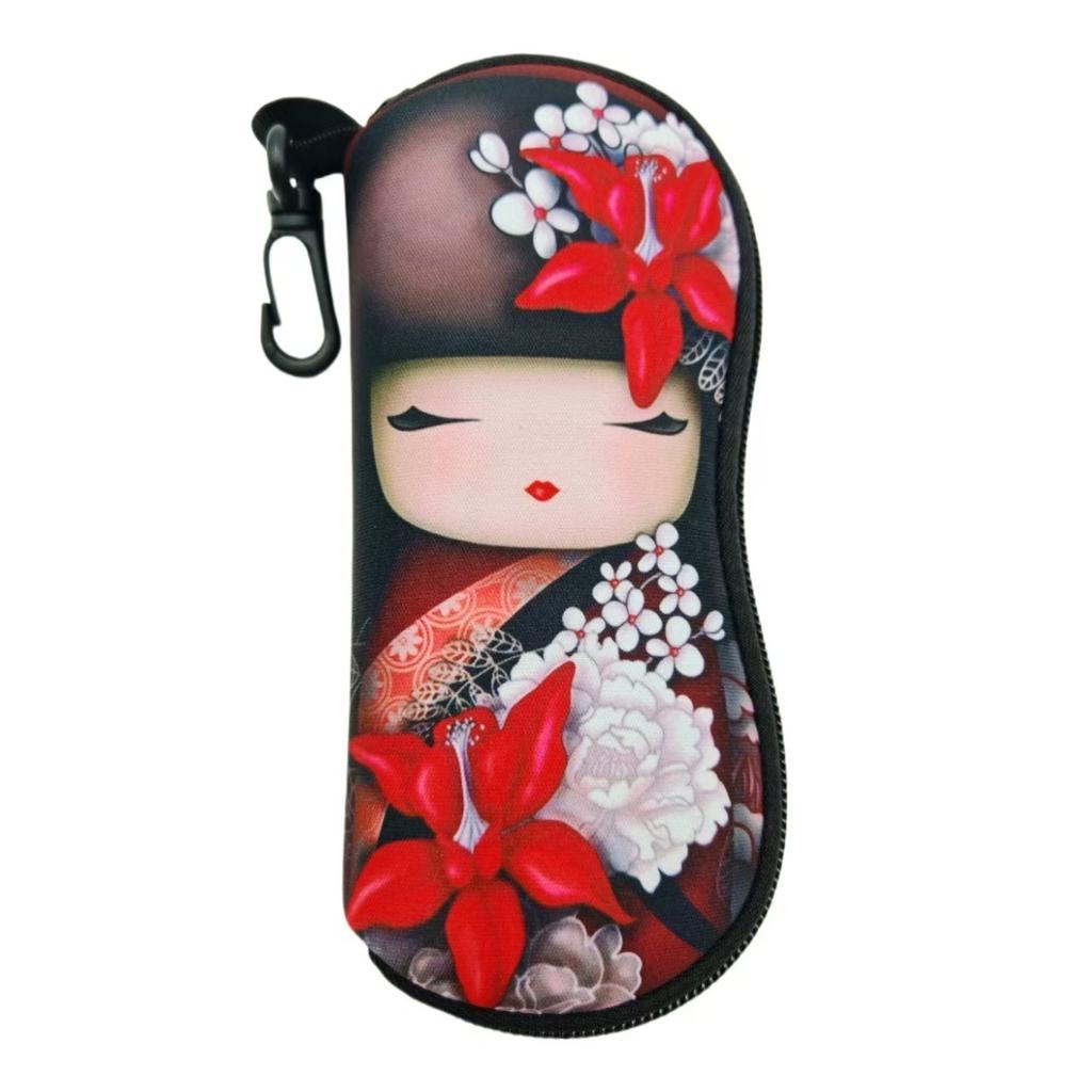 Japanese Style Cherry Blossom Print Glasses Case Portable Storage Box Shockproof Eyeglass Storage Bag With Keychain Women Gifts