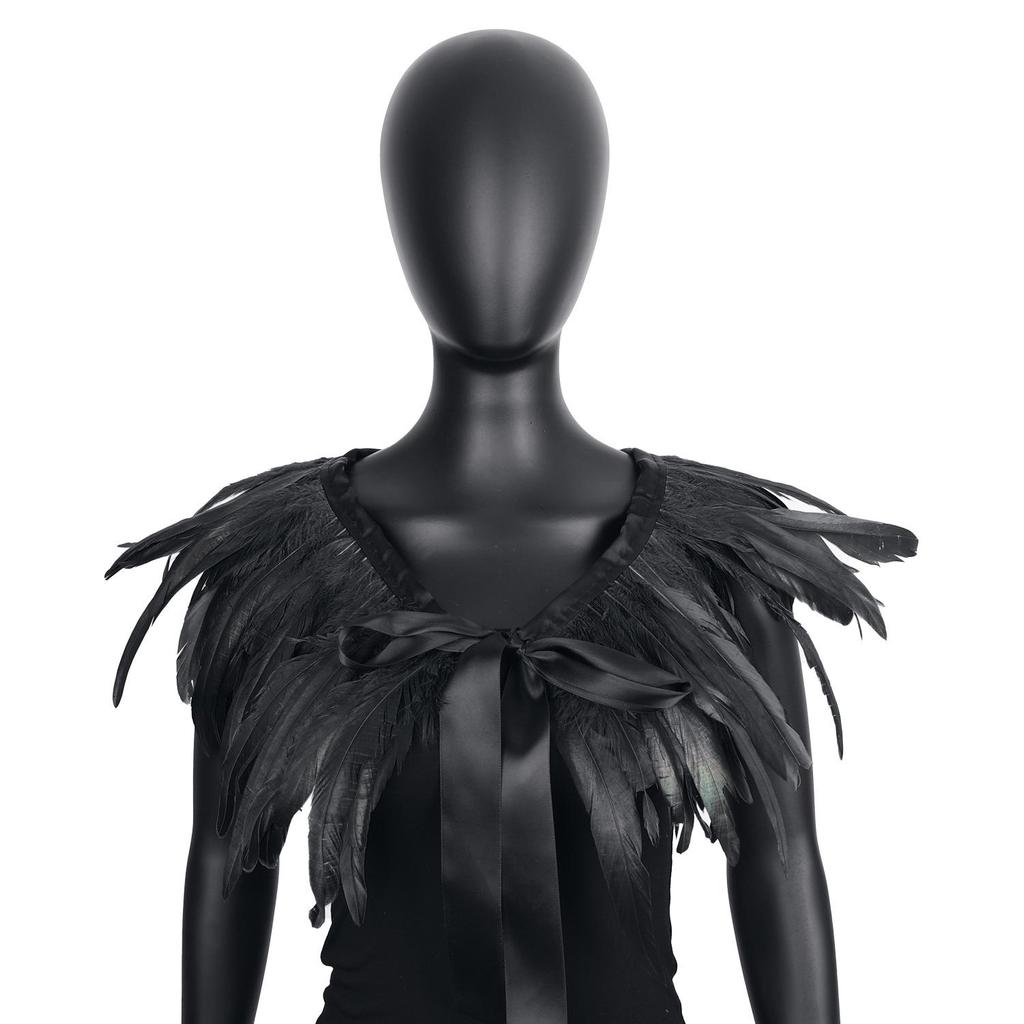 Gothic Feather Shawl for Halloween Masquerade Party