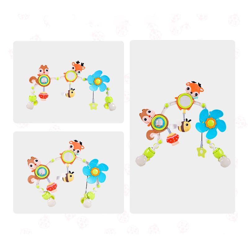 Babystroller-Bogen Spielzeug Musikalisches Rasselspielzeug mit Beißring für Kinderbett Kinderwagen Autositz Sensorisches Entwicklungsspielzeug für Babys 0 6 12 Monate