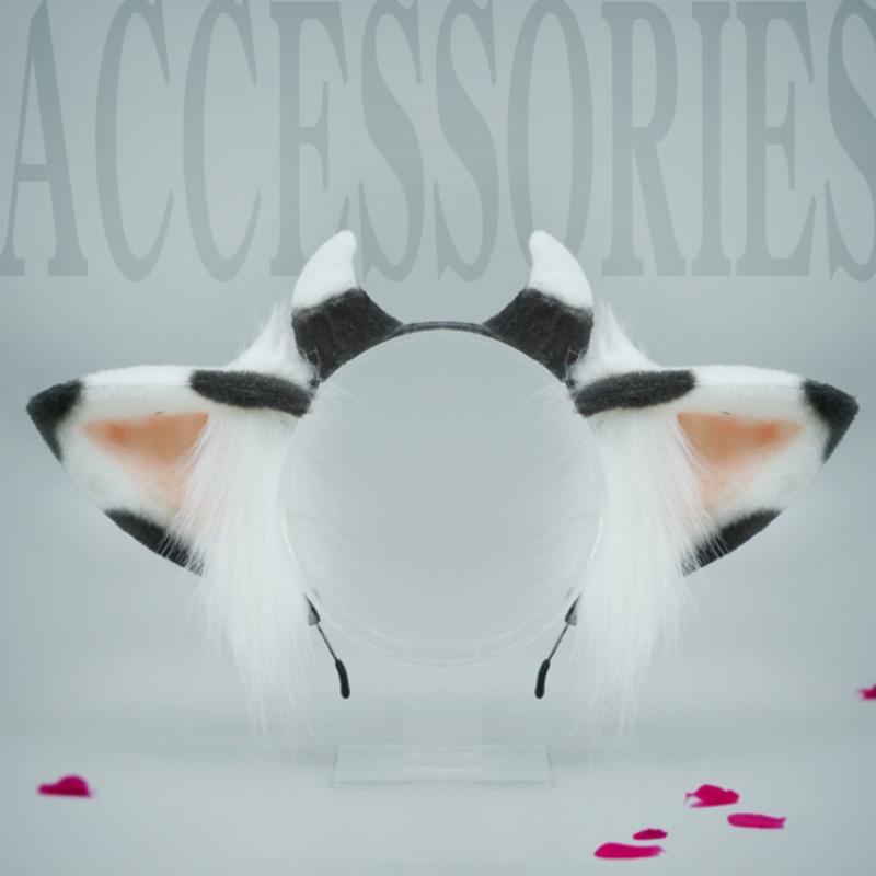 Plush Ears Hair Hoop Halloween Cow Ears Headband Furry Cartoon Animal Hairband Anime Fancy Dress Cosplay Headdress