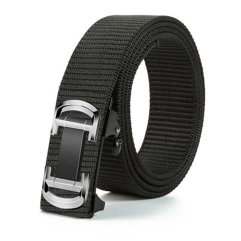 Men'S Toothless Automatic Buckle Woven Canvas Belt Belt Casual Nylon Tactical Pants Belt Military Training Outdoor Belt