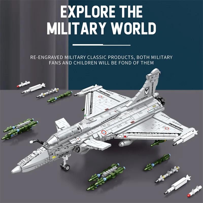 Non-Toxic 2099Pcs Rafale Fighter Model Building Blocks Diy Military Plane Series Assembly Bricks Desktop Ornament Kids Toys Holiday Gifts