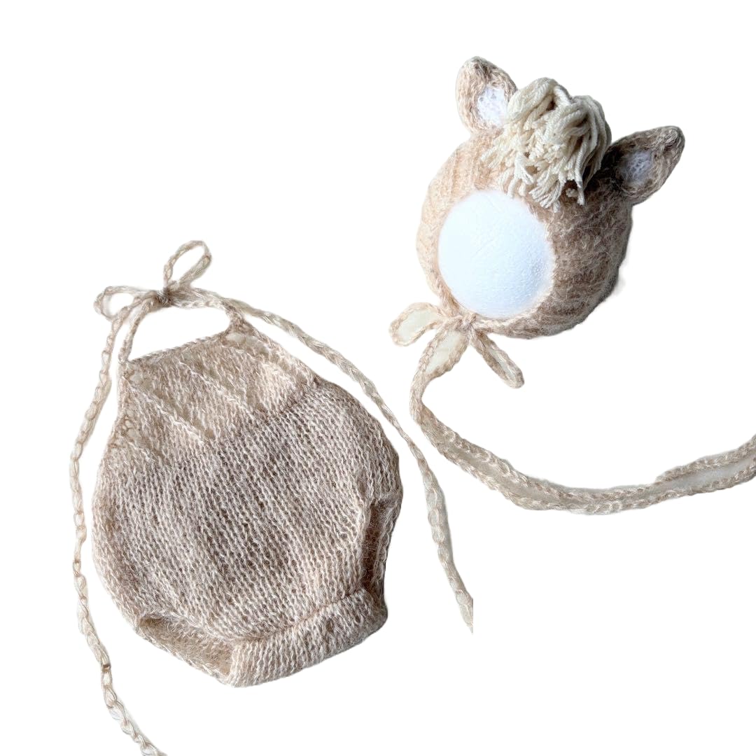 

Newborn photo horse bonnet and romper available in 4 dark months for 0 months [NANA s shop] costume, set, colors gray, brown, white, 0-6 (2.5-8kg)