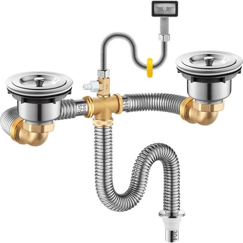 TLXT Kitchen Double Sink Drain Pipe Kit
