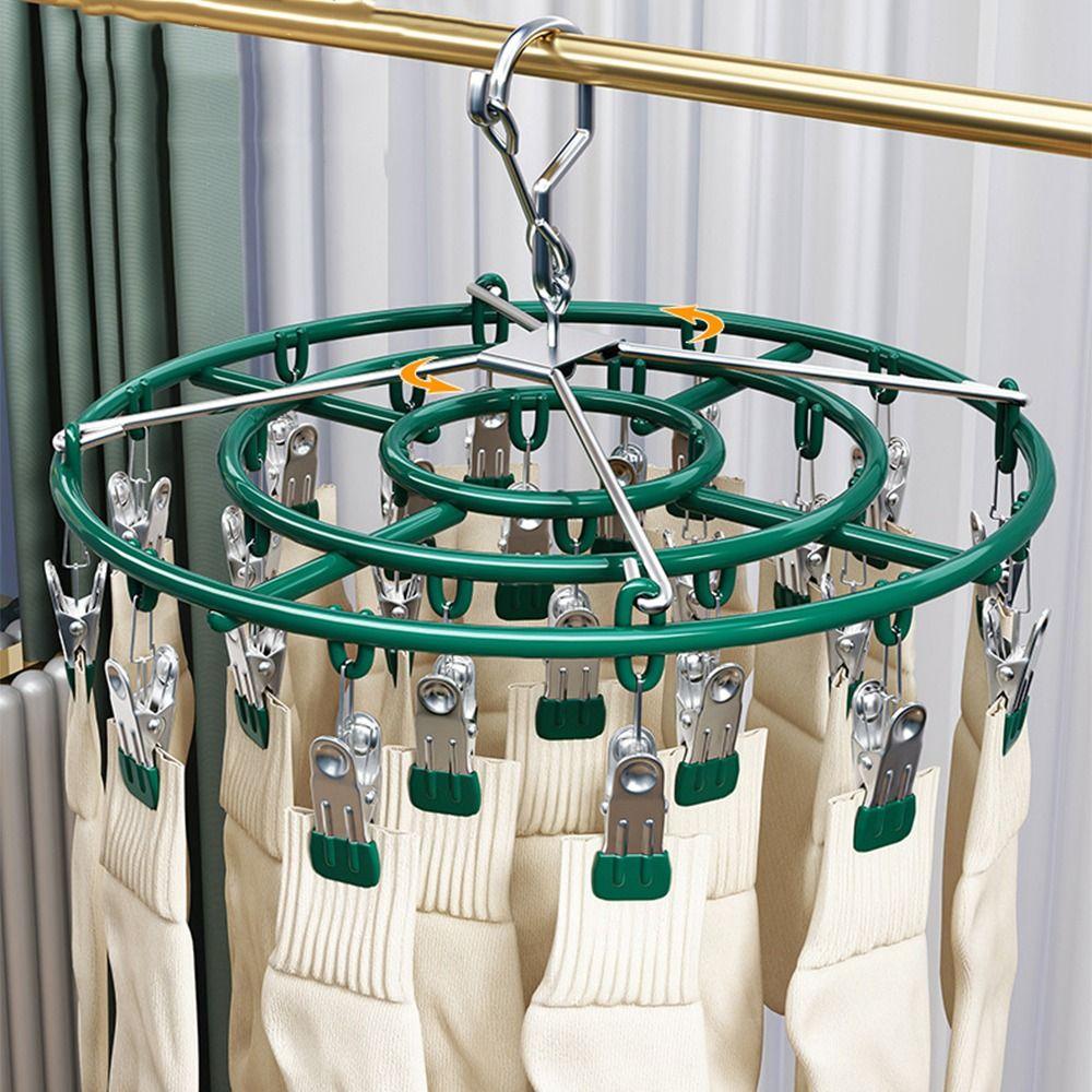 Stainless Steel 24 Clip Hanging Rack Lightweight Clothes Hanger Underwear Socks Clip  Bathroom