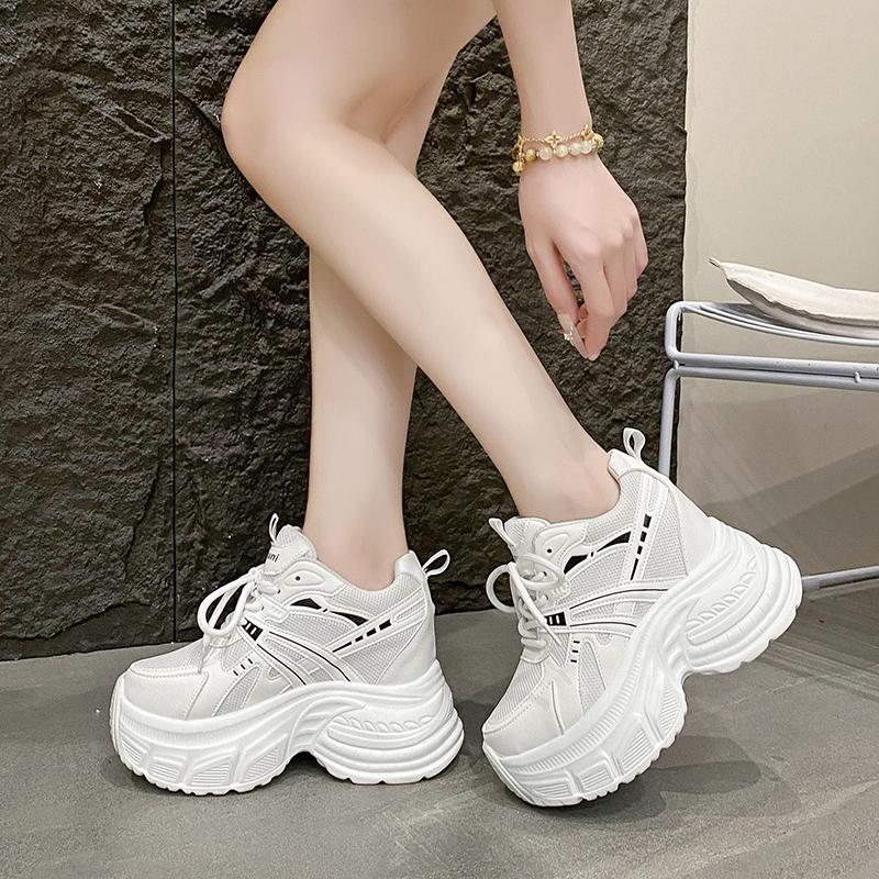 Women's Dad Shoes 2025 New Summer Breathable Mesh High Top Boost Sports Shoes Thick Bottom Heightening Net Surface Shoes