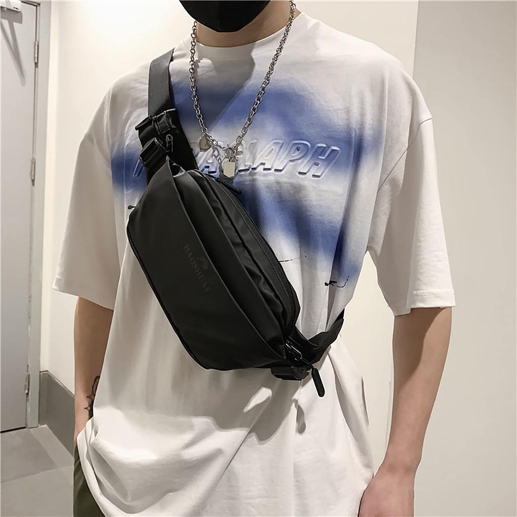 Large Capacity Multifunctional Waist Bag for Men and Minimalist Perfect for and Black Bag/Body Bag/Shoulder Women, Design, Lightweight, Cycling,