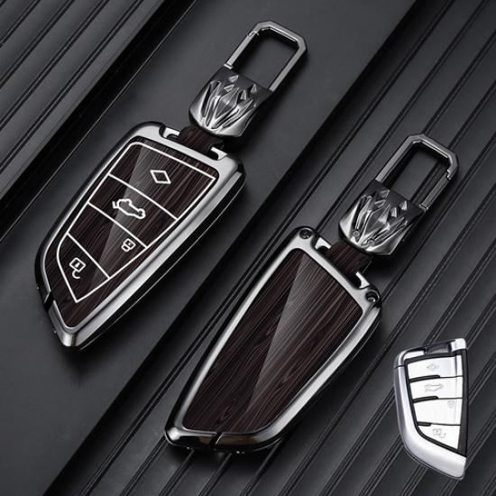 Aluminum Alloy Leather Car Key Case Cover For BMW 6 7 F15 X2 X3 X4 X5 X5M X6 X7