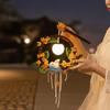 Handmade Rabbit Hoop Lamp Glowing Chenille Stems Craft Bunny Wreath Lantern  Mid-Autumn Festival
