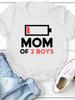 MOM OF BOYS Aufladen Druck Damen T-Shirt Kurzarm O-Ausschnitt Locker Damen T-Shirt Damen Mode T-Shirt Oberteile Camisetas Mujer