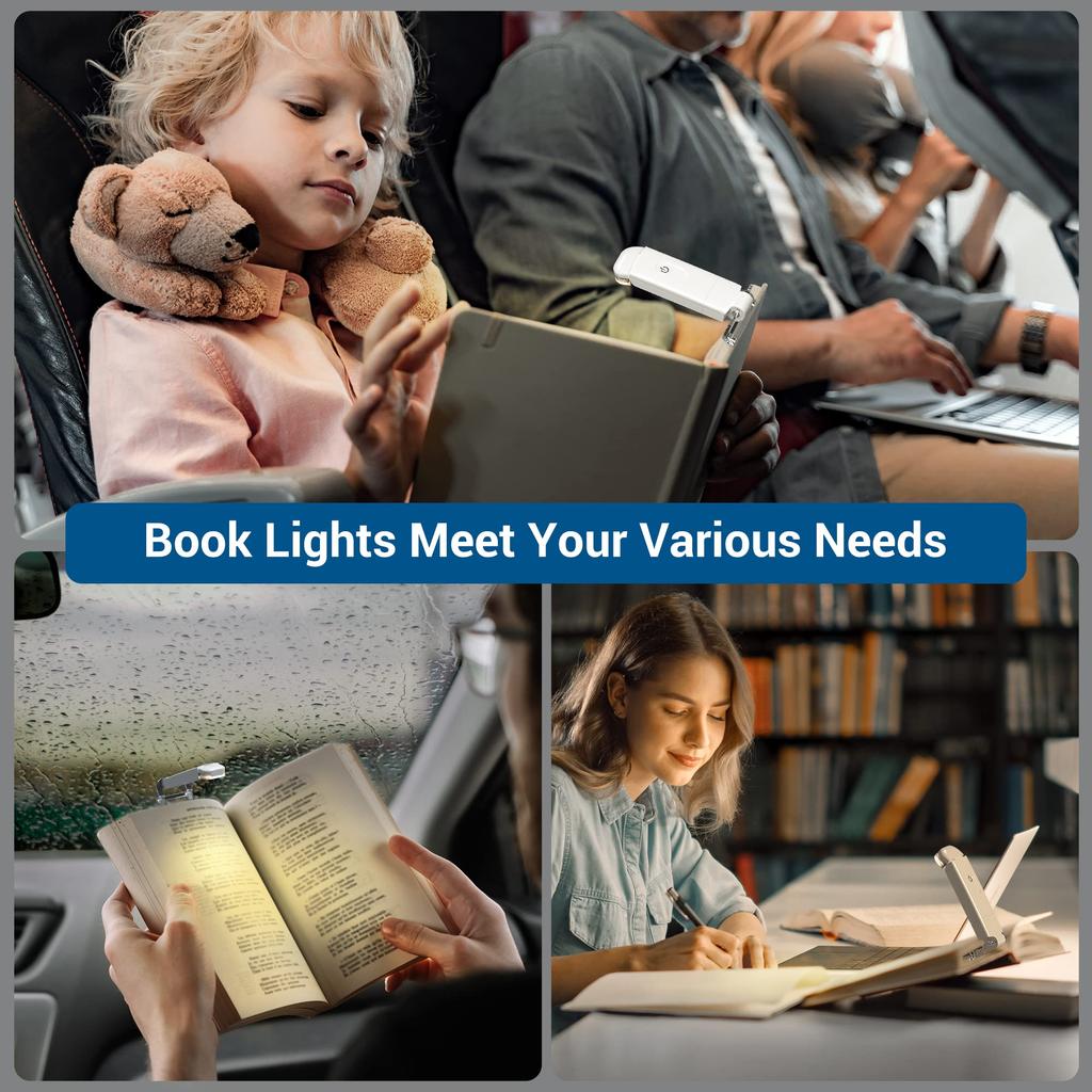 DEWENWILS Book Light, Bedside Reading Lamp, 4 Brightness Levels, Eye Care
