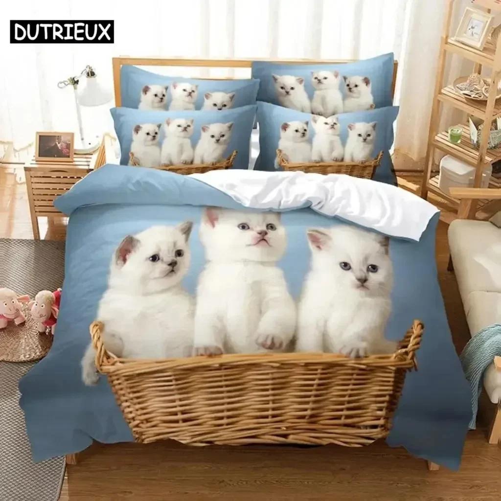 Luxury New 3D Print HD Duvet Cover Bedding Set Quilt Case Pillowcase Cat Pattern Double Full King Queen Twin Single Bedroom