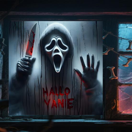 Adesivi Spaventosi per Finestre di Halloween Sagoma di Fantasma Urlante Orribile Adesivo per Finestra