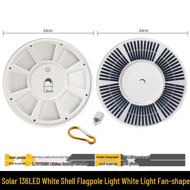 Waterproof Solar LED Flagpole Light - 26 Beads, Ideal for Outdoor, Camping, Courtyard, and Tent Illumination
