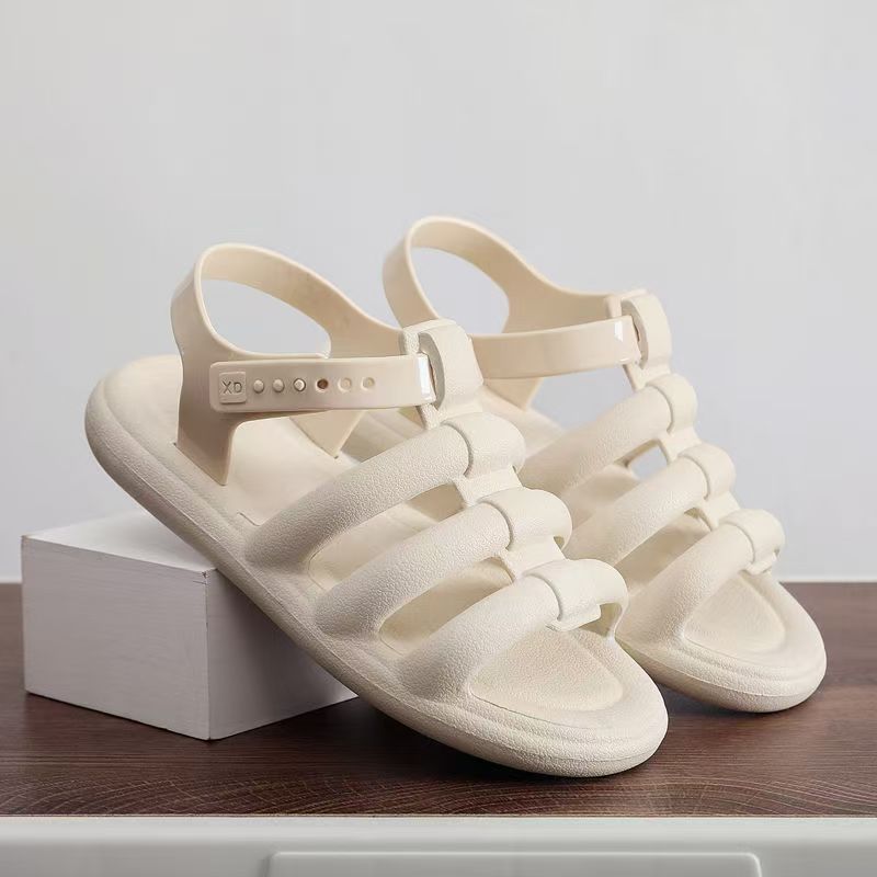 Women's Open Toe Flat Sole Beach Sandals Summer New Injection Molding Non Slip Waterproof Cave Sandals Light Vacation Sandals