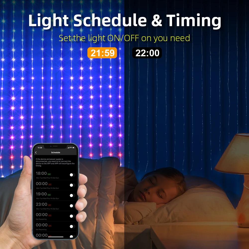 400LED 256led Wifi APP Controlled Christmas Curtain Lights Window DIY Wedding Garland String Lights Indoor Outdoor Decor 2025