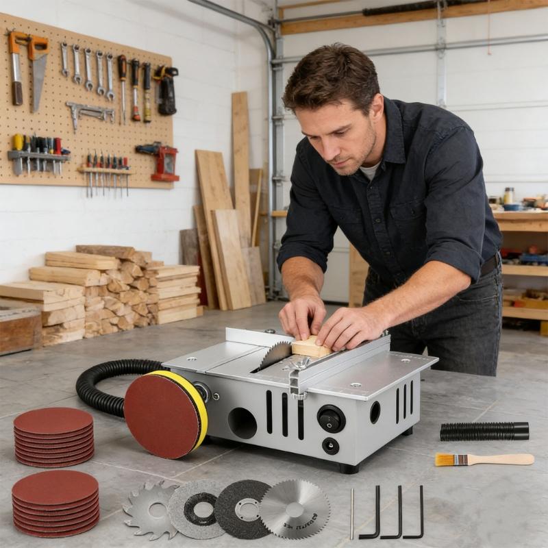 Small 100W Copper Motor Table Cutter With Angle Adjustment And Safety Cover For DIY Projects