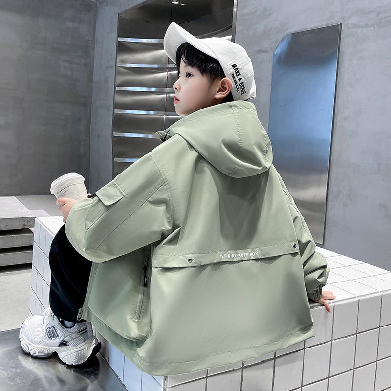 

Boys 2025 Spring/Autumn Windbreaker: Fashionable & Windproof Thin Jacket for Big Kids 170 cm армия зеленый