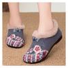 Womens Ethnic Floral Embroidery Cotton Shoes Fleece Lined Slip On Warm Flat Winter Casual Ankle Booties
