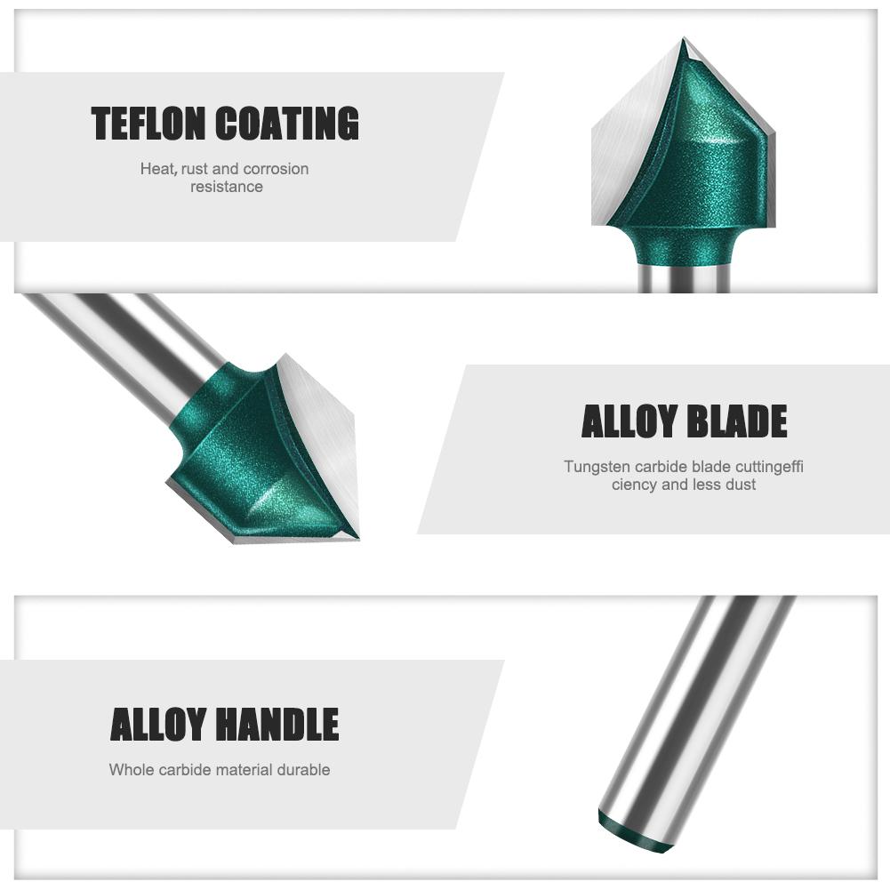 Aluminum-plastic Plate Slotting Cutter Wall Folding Cutter 6mm 1/4" Shank Professional Grade 90 Degree V-Shaped Router Bit