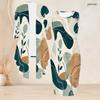 Women Plus Size Two Piece Set Abstract Printed Round Neck Sleeveless Bodycon Dress 3 4 Sleeve Long Open Cardigan