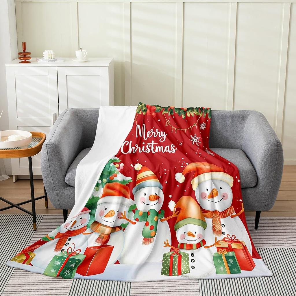 Xmas Grids Flannel Blanket Warm Lightweight,Merry Christmas Theme Warm Blanket for Couch Sofa Decor,Cartoon Santa Claus Warm