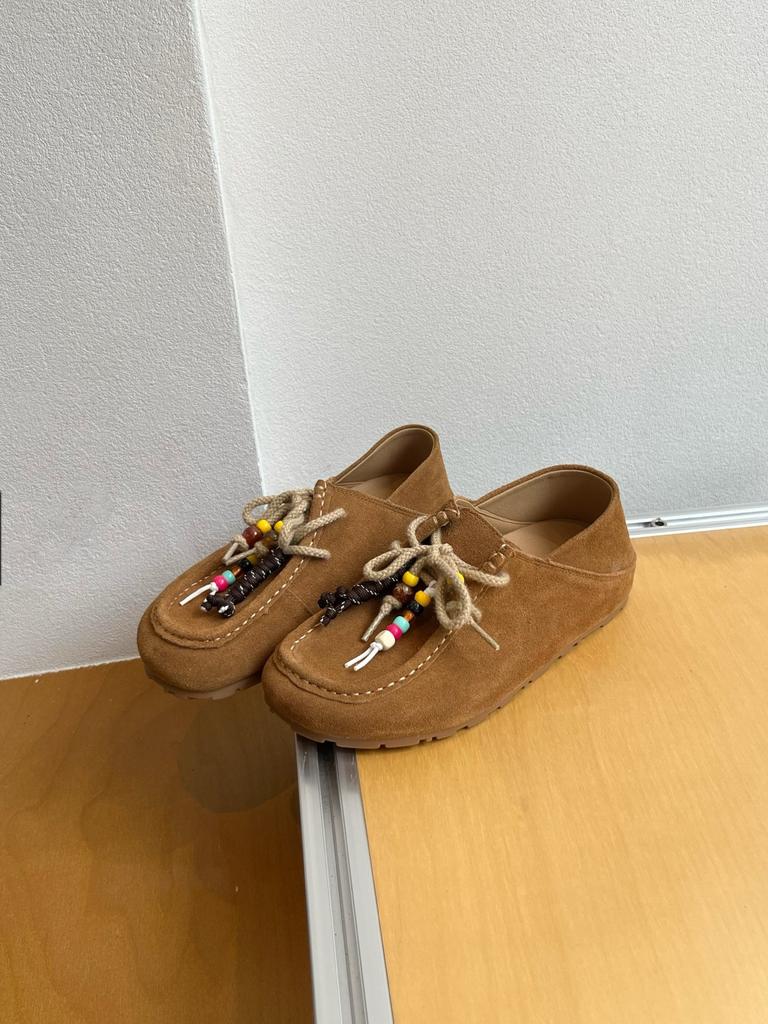 Two Wear Genuine Leather Kangaroo Shoes 2025 Autumn New Flat-bottomed German Training Shoes Women's Shoes Casual Shoes Versatile Small Leather Shoes S