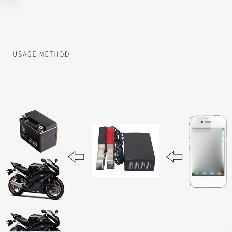 4USB Port Power Adapter with Battery Clip 12V 24V to 5V 8A for Charging Cell Phone Emergency USB Power High Efficiency