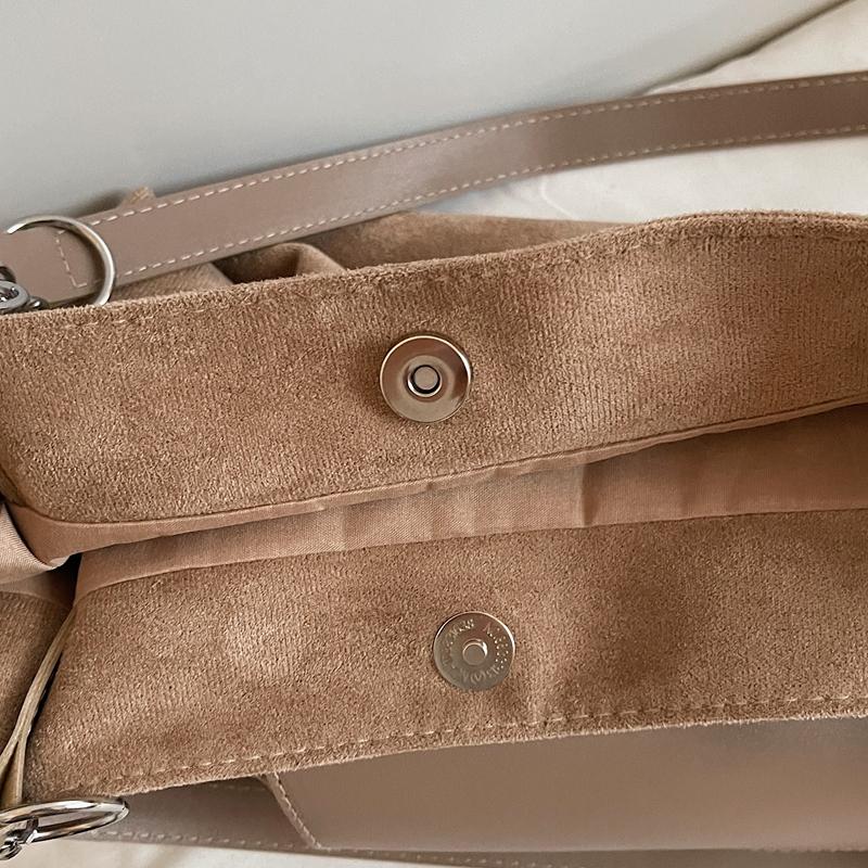 Vintage Suede Tote Bag Women's Large Capacity Commuter Shoulder Bag