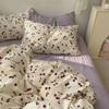Washed Cotton Bed Four-piece Set Simple Bedding Quilt Cover Bed Sheet Dormitory Three-piece Set