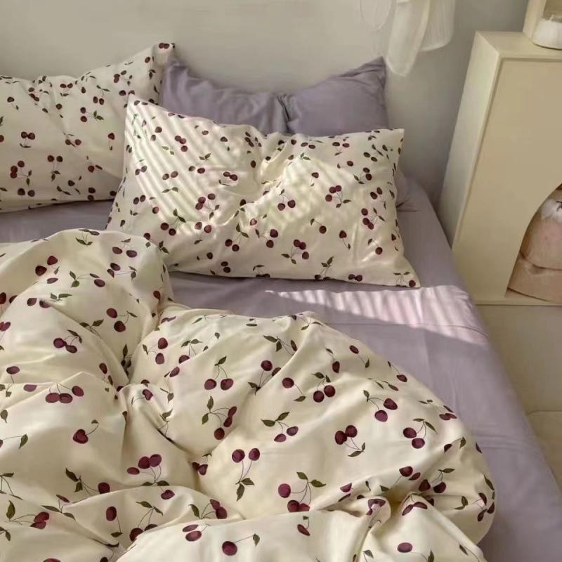Washed Cotton Bed Four-piece Set Simple Bedding Quilt Cover Bed Sheet Dormitory Three-piece Set