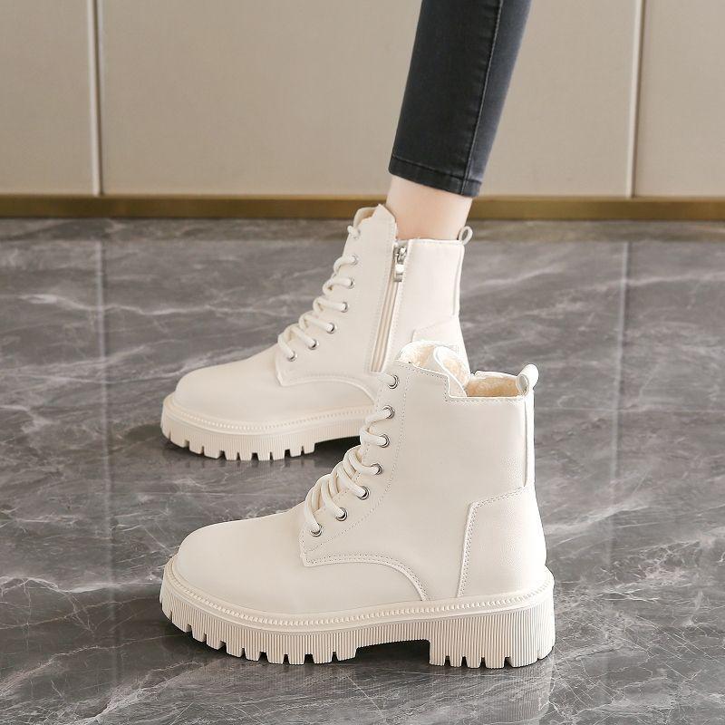 

Бархатные ботинки Мартин на толстой подошве для женской зимы 2025 года, новые, в британском стиле, из инструментальной кожи, на высокой подошве и тонкие короткие ботинки, размер 42 40