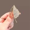 Elegant Gold Color Hollow Rhinestone Leaves Brooch Shiny CZ Women's Brooches Metal Pins Party Badge Jewelry Gifts