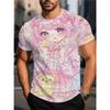 Herren Mode 3D Gedrucktes Herren T-Shirt Rundhals Kurzarm Trendige Streetwear