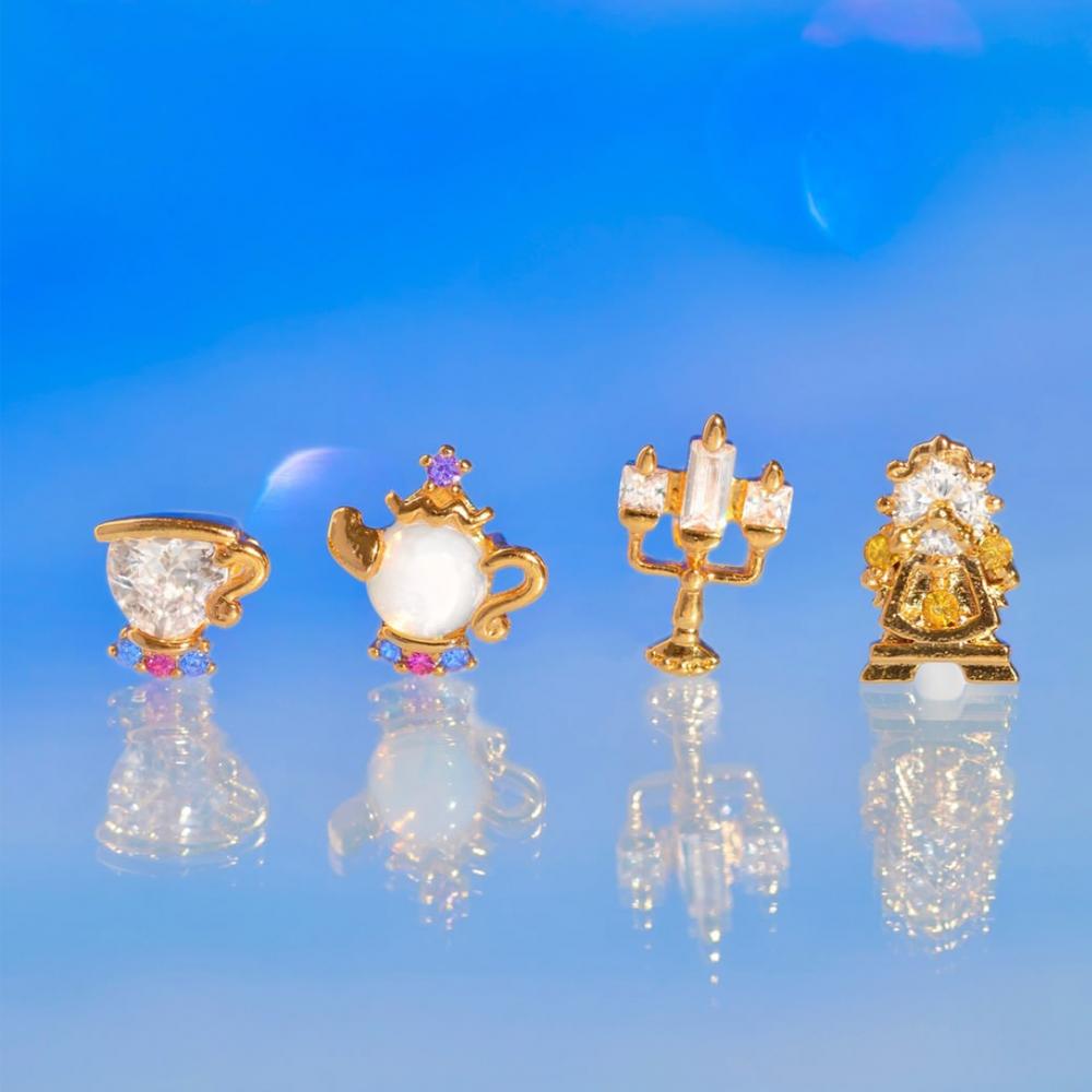 New Ins Cute Cartoon Princess Earrings Set For Women Girl Fashion Vintage Colorful Zircon Stud Earring Jewelry Gift