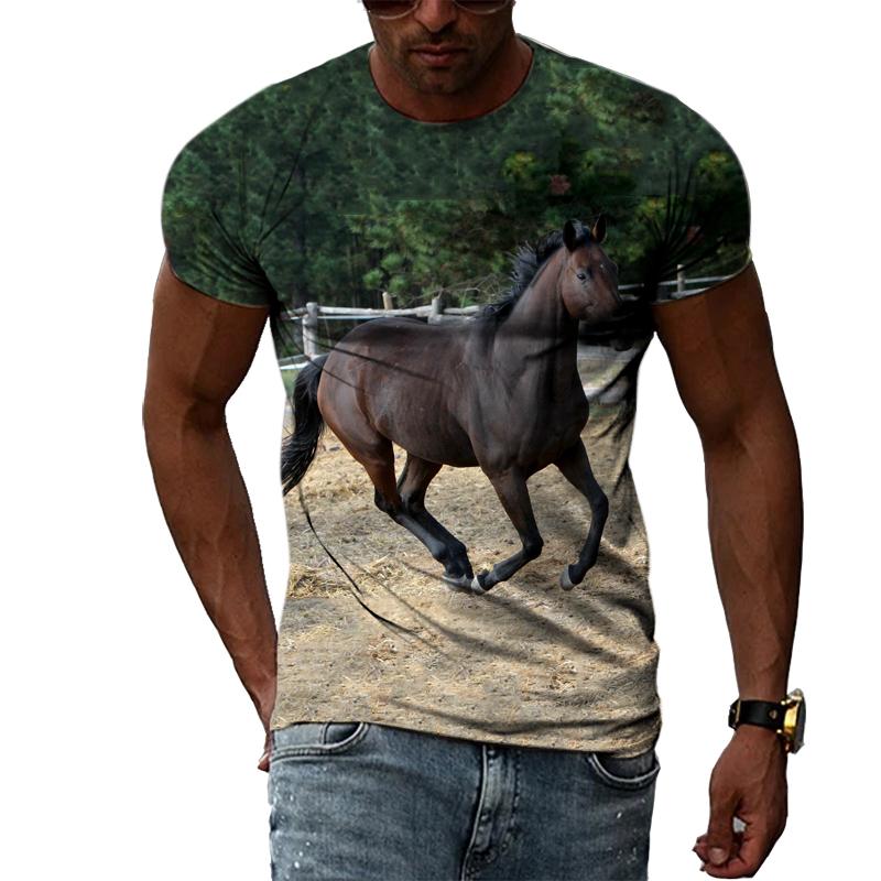 Letní trička s 3D grafikou Animal Horse Pro muže Móda Ležérní Výstřih harajuku Hip-Hop Styl Potištěná trička s krátkým rukávem Top