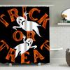 Spooky Halloween Ghosts Trick or Treat Shower Curtain Black Orange Decorative Waterproof Bath Rug Set for Kids Home Decoration