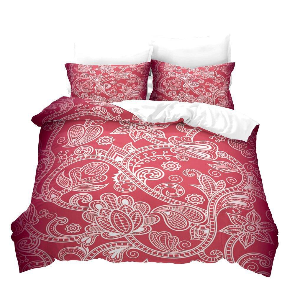 Floral 3D Digital Printing Quilt Cover Sheet Three-Piece Bedding Kit Home Textiles Bohemian Flowers
