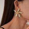 European and American dripping polka dots flower petals silver needles retro niche personality Internet celebrity earrings female