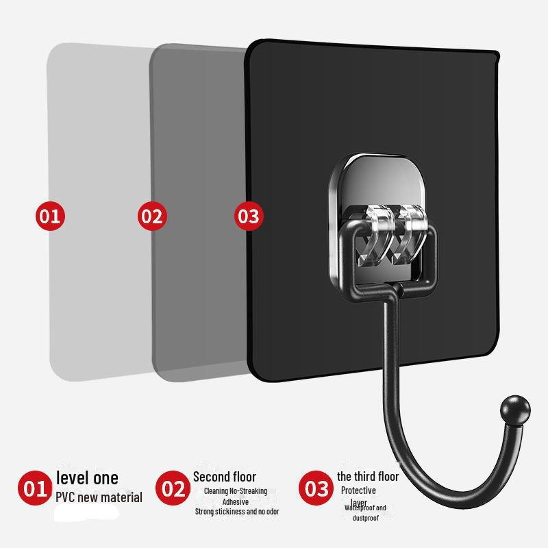 Transparent Strong Adhesive Wall Hook for Kitchen & Bathroom - Large, Punch-Free, Heavy-Duty, Traceless Design