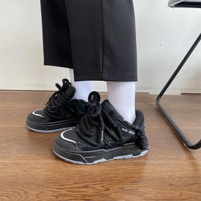 Fashion Women Sneakers Thick Sole Lace Up Flats Breathable Mesh Trainers Sneakers Casual Shoes Spring Autumn Couple Tennis Sport Shoes