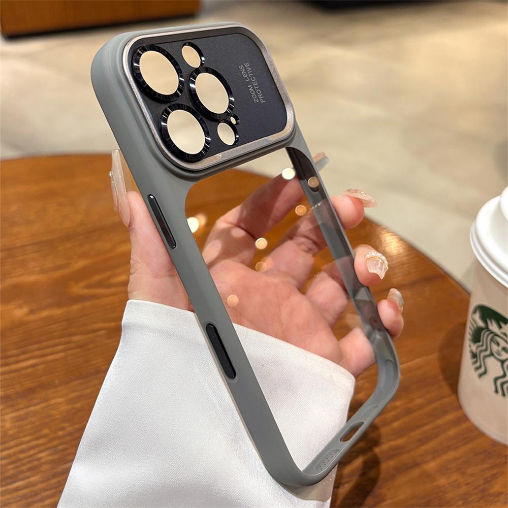 Luxury Magnetic Metal TPU Case For iPhone 17 16 15 14 Pro Max Plus Case Translucent Acrylic Hard Bumper Shockproof Protect Cover