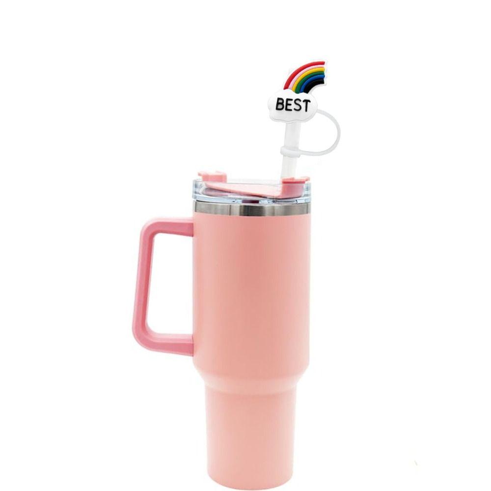 2pcs Silicone Rainbows Straw Toppers Splash Proof Straw Cover  For 7-8mm Straw