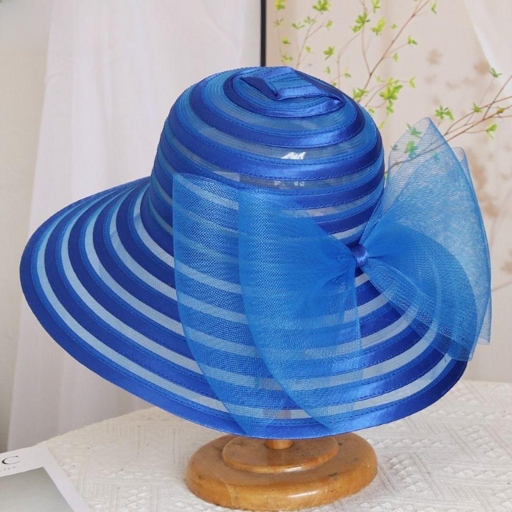 Ruffles Design Tea Party Cap Wide Brim Sun Hat Elegant Sunscreen Cap Dance Dinner